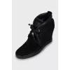 Suede ankle boots with signature print