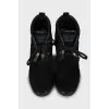 Suede ankle boots with signature print