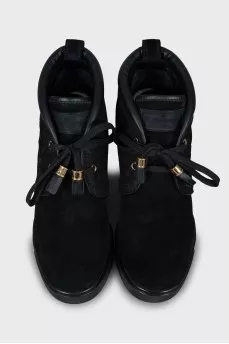 Suede ankle boots with signature print