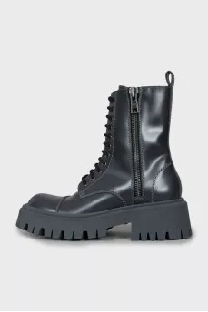 Gray boots with a massive sole