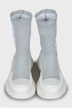 Textile sneakers with lurex