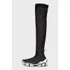 Textile boots with a massive sole