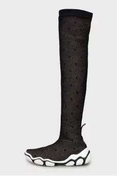 Textile boots with a massive sole