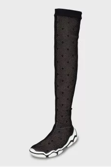 Textile boots with a massive sole