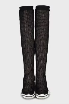 Textile boots with a massive sole