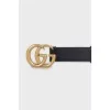 Leather belt with logo buckle