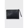 Rectangular leather clutch with decor