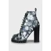 Star Trail printed leather ankle boots