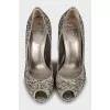 Stiletto heels decorated with rhinestones
