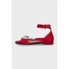 Suede low heel sandals