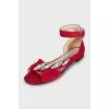 Suede low heel sandals