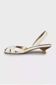 Leather slingbacks with mid heels