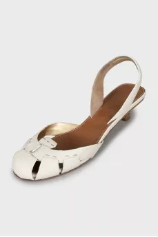 Leather slingbacks with mid heels