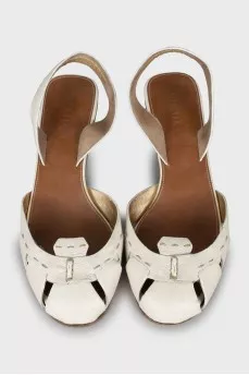 Leather slingbacks with mid heels