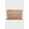 Leather clutch with gold logo
