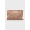 Leather clutch with gold logo
