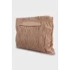 Leather clutch with gold logo