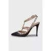 Rockstud leather slingbacks