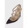 Rockstud leather slingbacks