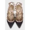 Rockstud leather slingbacks