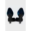 Velour shoes with patent leather inserts