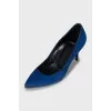 Blue suede pointed toe shoes
