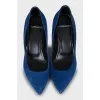 Blue suede pointed toe shoes