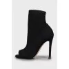 Open toe fabric ankle boots