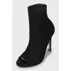 Open toe fabric ankle boots