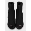 Open toe fabric ankle boots