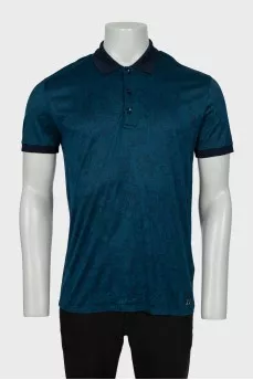 Men's Blue Print Polo Shirt
