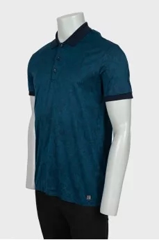Men's Blue Print Polo Shirt