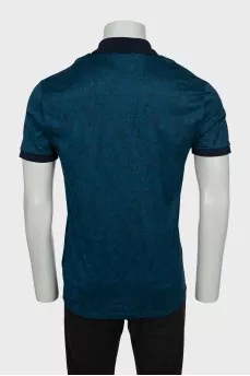 Men's Blue Print Polo Shirt