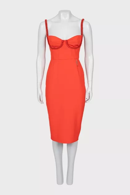 Bodycon dress decorated with chain