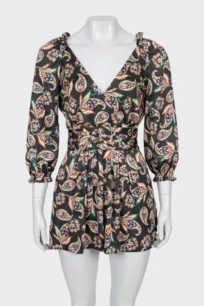 Paisley Print Neck Jumpsuit