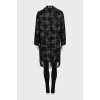 Straight coat in a combined print