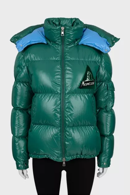 Quilted down jacket with removable hood