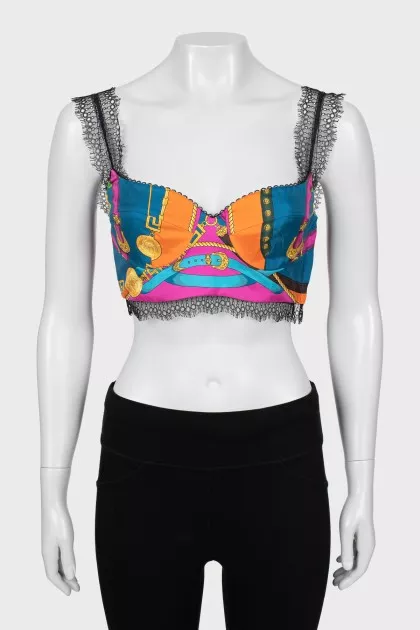 Silk top decorated with lace