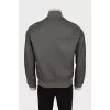 Men's grey leather bomber jacket