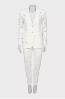 White suit with floral pattern