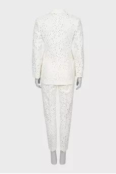 White suit with floral pattern