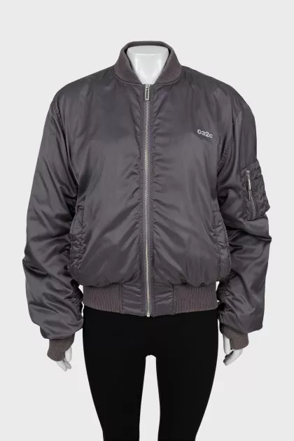 Grey oversized bomber jacket