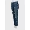 Blue jeans with a ripped effect