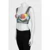 Top in a print decorated with lace