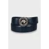 Men's blue belt with embossed leather