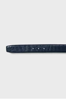 Men's blue belt with embossed leather