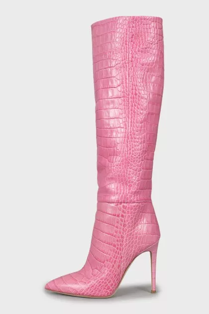 Pink leather boots
