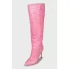 Pink leather boots