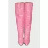 Pink leather boots