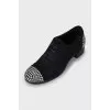 Suede shoes with rhinestones on the toes